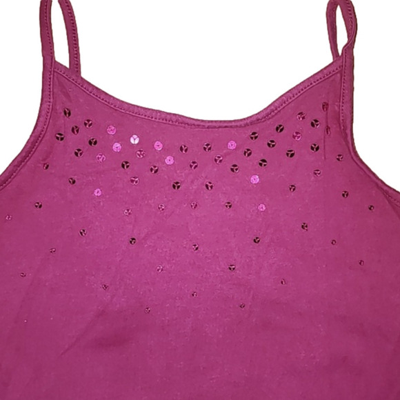 1989 PLACE Magenta Cami with Sequins and Built-in Shelf Bra in Front - Picture 2 of 3